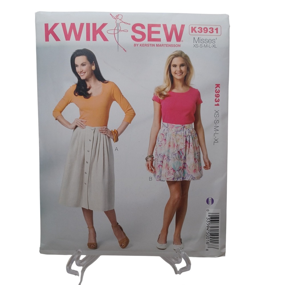Kwik Sew K3931 Misses Skirts Sewing Pattern Button Front XS-XL Midi Mini Skirt